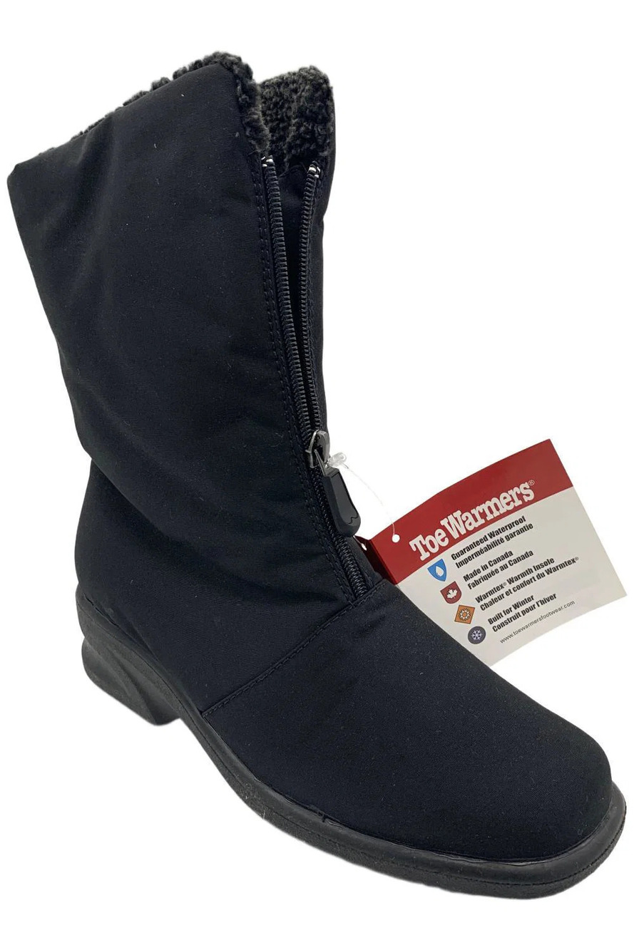 Toe Warmers Women's Michelle Front Zip Ankle Boot Black - Medium